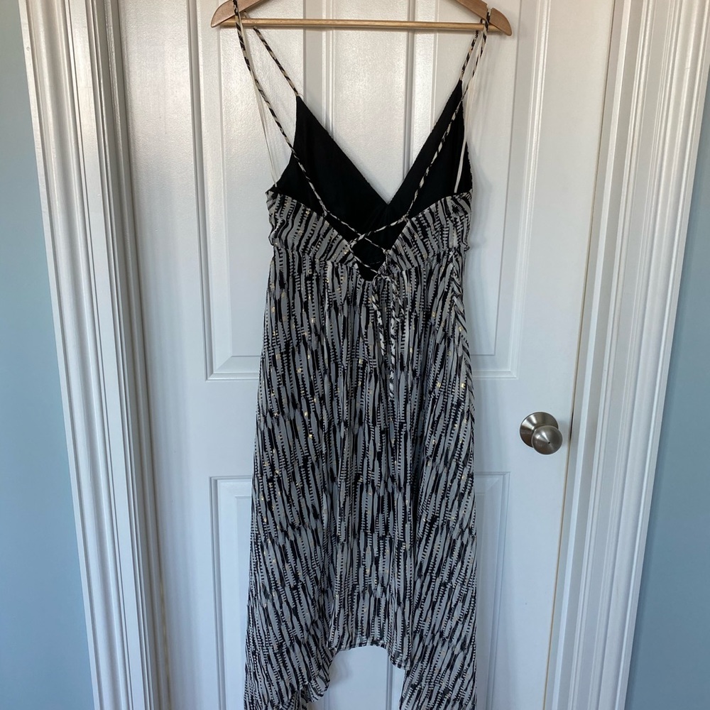 Express Strappy Black and White dress gold thread